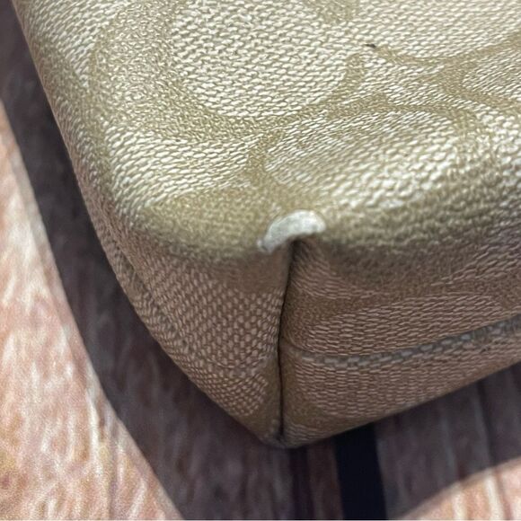 COACH file crossbody bag Signature tan blue silver hardware F58297 Preowned - Picture 12 of 14